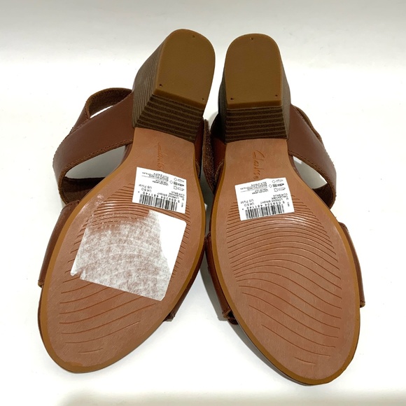 Clarks Women's Lorene Bright Brown Leather Block Heel Ankle strap Sandals 7.5 - Picture 10 of 12